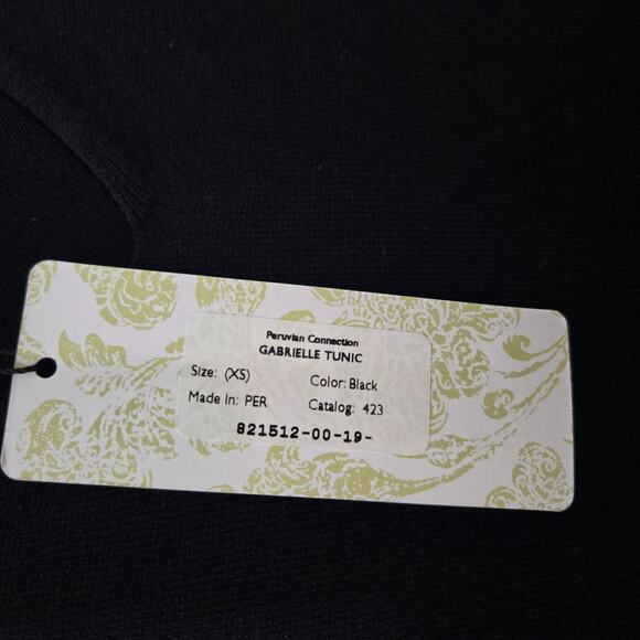 NWT Peruvian Connection Gabrielle Womens Size XS Tunic lightweight sweater Black - Picture 2 of 9